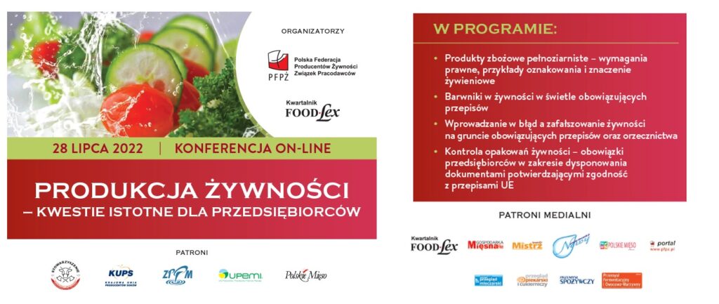 „Produkcja żywności – kwestie istotne dla przedsiębiorców” – konferencja on-line